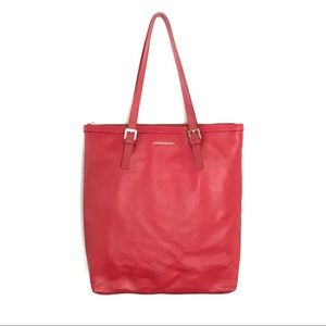 Cynthia Rowley Red Saffiano Leather Zipper Tote